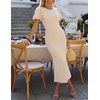 ZESICA Womens Summer Short Sleeve Bodycon Cocktail Formal Dress(Apricot)