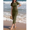 ZESICA Womens Summer Short Sleeve Bodycon Cocktail Formal Dress(Armygreen)