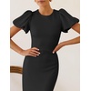 ZESICA Womens Summer Short Sleeve Bodycon Cocktail Formal Dress(Black)
