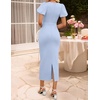 ZESICA Womens Summer Short Sleeve Bodycon Cocktail Formal Dress(Blue)