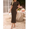 ZESICA Womens Summer Short Sleeve Bodycon Cocktail Formal Dress(Darkbrown)