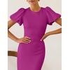 ZESICA Womens Summer Short Sleeve Bodycon Cocktail Formal Dress(Eggplant)
