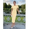 ZESICA Womens Summer Short Sleeve Bodycon Cocktail Formal Dress(Lightyellow)