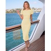 ZESICA Womens Summer Short Sleeve Bodycon Cocktail Formal Dress(Lightyellow)