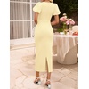 ZESICA Womens Summer Short Sleeve Bodycon Cocktail Formal Dress(Lightyellow)