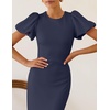 ZESICA Womens Summer Short Sleeve Bodycon Cocktail Formal Dress(Navy)