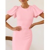 ZESICA Womens Summer Short Sleeve Bodycon Cocktail Formal Dress(Pink)