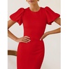 ZESICA Womens Summer Short Sleeve Bodycon Cocktail Formal Dress(Red)