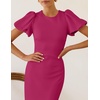ZESICA Womens Summer Short Sleeve Bodycon Cocktail Formal Dress(Rose)