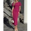 ZESICA Womens Summer Short Sleeve Bodycon Cocktail Formal Dress(Rose)