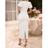 ZESICA Womens Summer Short Sleeve Bodycon Cocktail Formal Dress(White)