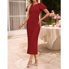 ZESICA Womens Summer Short Sleeve Bodycon Cocktail Formal Dress(Wine)