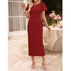 ZESICA Womens Summer Short Sleeve Bodycon Cocktail Formal Dress(Wine)