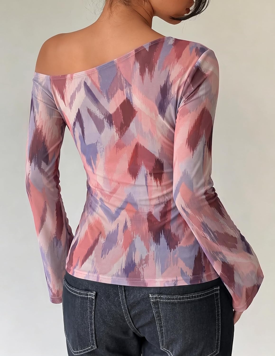 image:imageZESICA Womens Floral Off Shoulder Fall Long Sleeve Y2K Going Out Work TopsFloral Pink