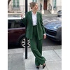 ZESICA Women’s 2 Piece Striped Suit Sets Business Casual Outfits(Darkgreen)