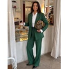ZESICA Women’s 2 Piece Striped Suit Sets Business Casual Outfits(Darkgreen)
