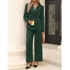 ZESICA Women’s 2 Piece Striped Suit Sets Business Casual Outfits(Darkgreen)