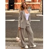 ZESICA Women’s 2 Piece Striped Suit Sets Business Casual Outfits(Khakiplaid)