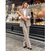 ZESICA Women’s 2 Piece Striped Suit Sets Business Casual Outfits(Khakiplaid)