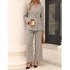 ZESICA Women’s 2 Piece Striped Suit Sets Business Casual Outfits(Khakiplaid)