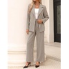 ZESICA Women’s 2 Piece Striped Suit Sets Business Casual Outfits(Khakiplaid)