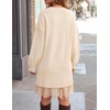 ZESICA Women’s Fall Striped Lace Trim Oversized Knit Sweater Dress(Apricot)