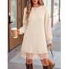ZESICA Women’s Fall Striped Lace Trim Oversized Knit Sweater Dress(Apricot)