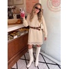 ZESICA Women’s Fall Striped Lace Trim Oversized Knit Sweater Dress(Apricot)