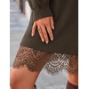 ZESICA Women’s Fall Striped Lace Trim Oversized Knit Sweater Dress(Brown)