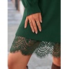 ZESICA Women’s Fall Striped Lace Trim Oversized Knit Sweater Dress(Dark Green)