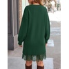 ZESICA Women’s Fall Striped Lace Trim Oversized Knit Sweater Dress(Dark Green)