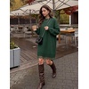ZESICA Women’s Fall Striped Lace Trim Oversized Knit Sweater Dress(Dark Green)