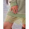 ZESICA Women’s Fall Striped Lace Trim Oversized Knit Sweater Dress(Green Stripe)
