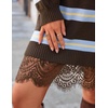ZESICA Women’s Fall Striped Lace Trim Oversized Knit Sweater Dress(Mocha)
