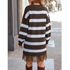 ZESICA Women’s Fall Striped Lace Trim Oversized Knit Sweater Dress(Mocha)