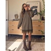 ZESICA Women’s Fall Striped Lace Trim Oversized Knit Sweater Dress(Striped Coffee)