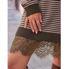 ZESICA Women’s Fall Striped Lace Trim Oversized Knit Sweater Dress(Striped Coffee)