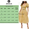 ZESICA Women’s Summer Boho Gingham Puff Sleeve Square Neck Beach Midi Dress(Ginger)