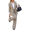 ZESICA Women’s 2 Piece Striped Suit Sets Business Casual Outfits(Khakiplaid)