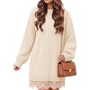 ZESICA Women’s Fall Striped Lace Trim Oversized Knit Sweater Dress(Apricot)