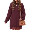 ZESICA Women’s Fall Striped Lace Trim Oversized Knit Sweater Dress(Burgundy)