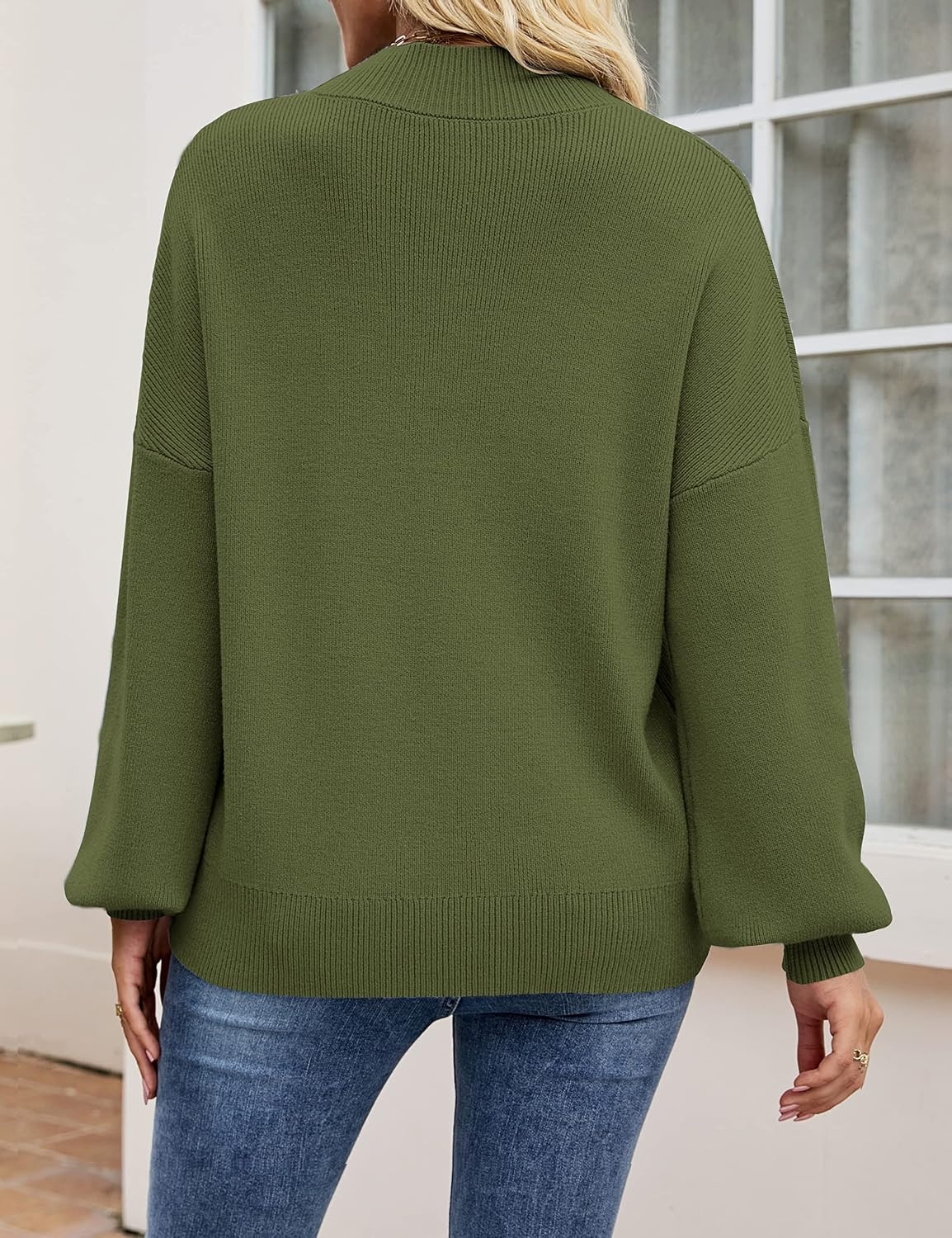 image:imageZESICA Womens Fall Fashion Turtleneck Long Sleeve Knit Oversized SweatersArmygreen