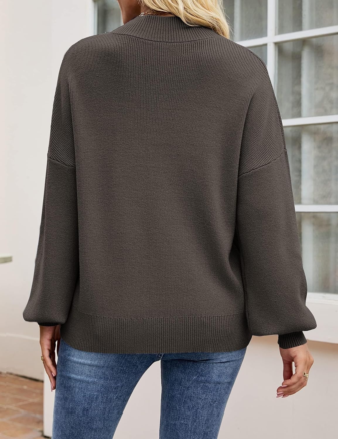 image:imageZESICA Womens Fall Fashion Turtleneck Long Sleeve Knit Oversized SweatersCoffee