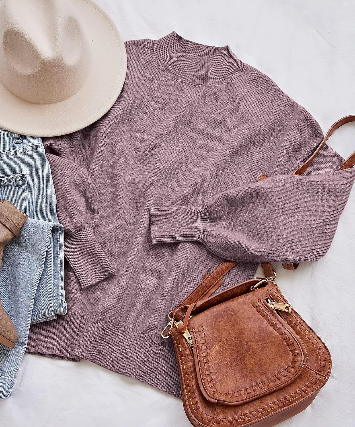 image:imageZESICA Womens Fall Fashion Turtleneck Long Sleeve Knit Oversized SweatersDarkviolet
