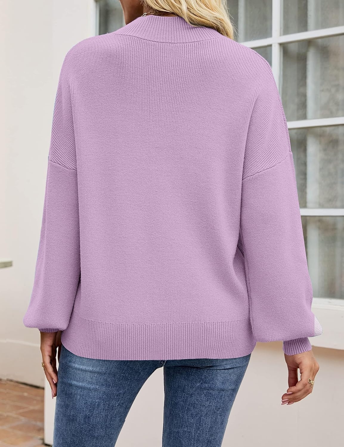 image:imageZESICA Womens Fall Fashion Turtleneck Long Sleeve Knit Oversized SweatersPurple