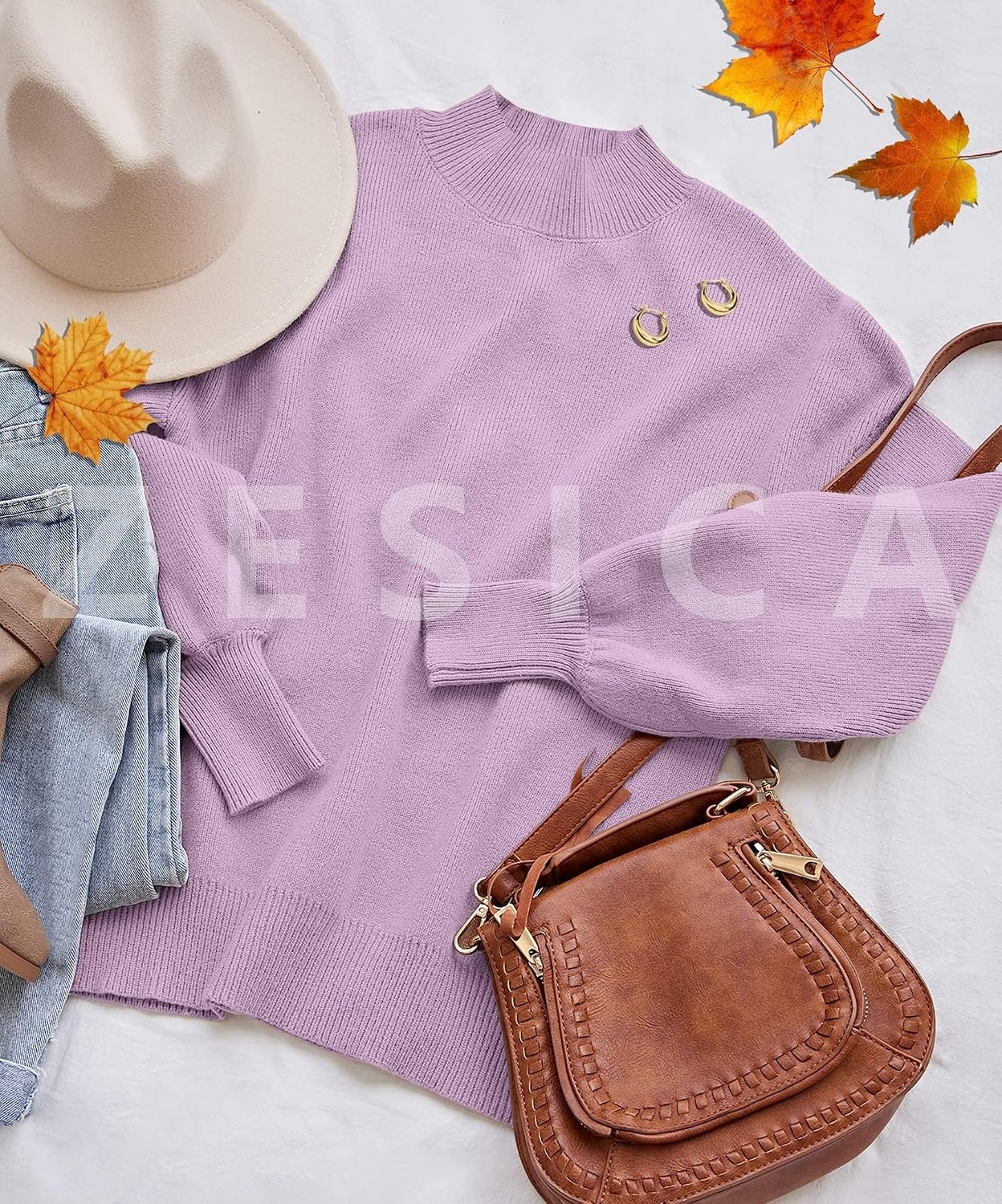image:imageZESICA Womens Fall Fashion Turtleneck Long Sleeve Knit Oversized SweatersPurple