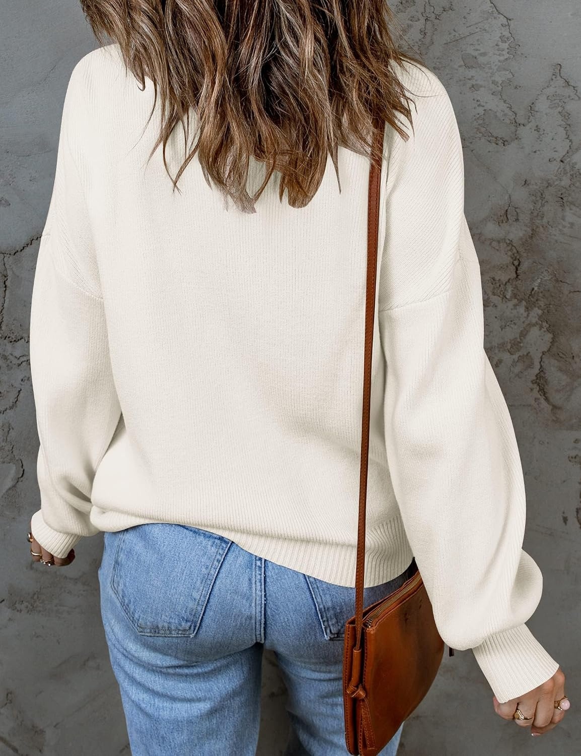 image:imageZESICA Womens Fall Fashion Turtleneck Long Sleeve Knit Oversized SweatersWhite