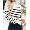ZESICA Womens Fall Fashion Turtleneck Long Sleeve Knit Oversized Sweaters(Apricotstripe)