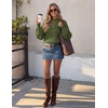ZESICA Womens Fall Fashion Turtleneck Long Sleeve Knit Oversized Sweaters(Armygreen)