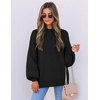 ZESICA Womens Fall Fashion Turtleneck Long Sleeve Knit Oversized Sweaters(Black)